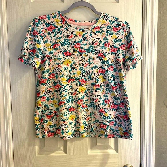 Basic Additions Ladies Floral Short Sleeve T-Shirt Size Medium. - Picture 1 of 7